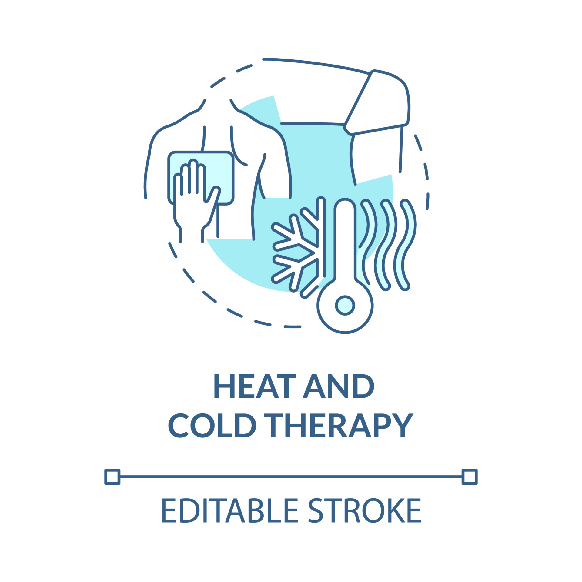 Heat and cold therapy blue concept icon. Compress for relieving back