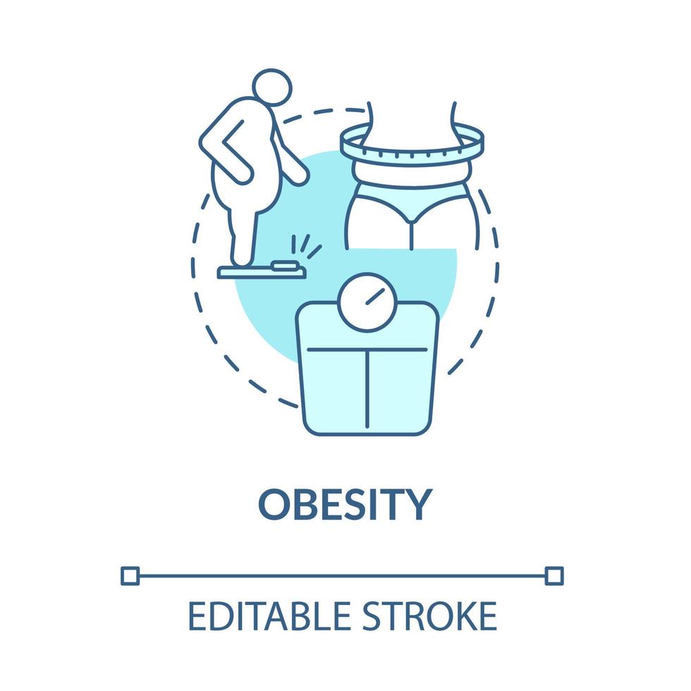 Obesity blue concept icon. Arthritis risk factor abstract idea thin line illustration. Osteoarthritis reason. Knees and hips joints damage. Vector isolated outline color drawing. Editable stroke