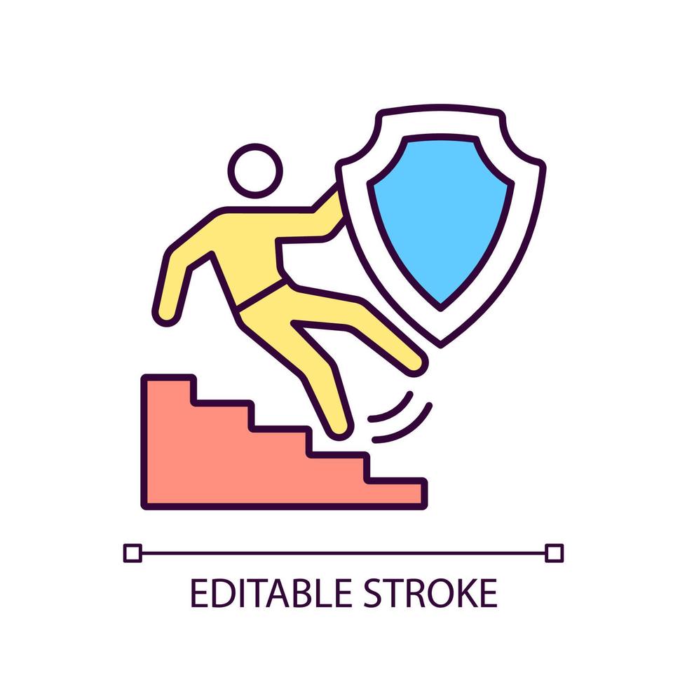 Liability insurance case RGB color icon. Protection from claims of injuries and damage. Financial support. Isolated vector illustration. Simple filled line drawing. Editable stroke. Arial font used