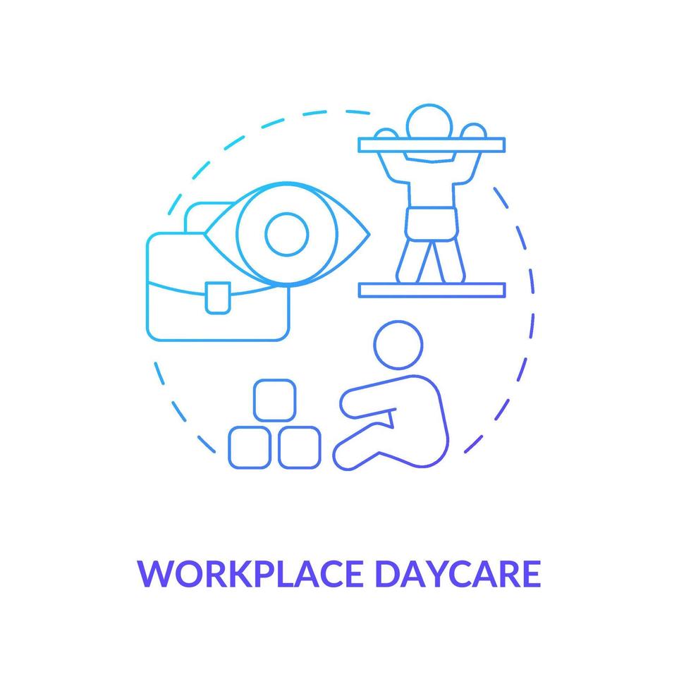 Job with on-site nursery concept icon. Work bonuses for employees with children abstract idea thin line illustration. Isolated outline drawing. Roboto-Medium, Myriad Pro-Bold fonts used vector