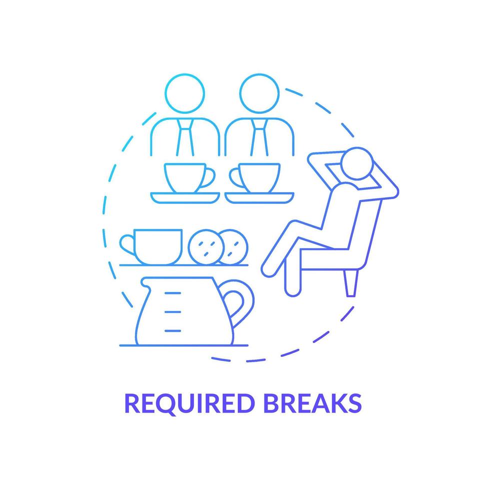 Required work pause concept icon. Necessary rest periods. Employee de-stress abstract idea thin line illustration. Isolated outline drawing. Roboto-Medium, Myriad Pro-Bold fonts used vector