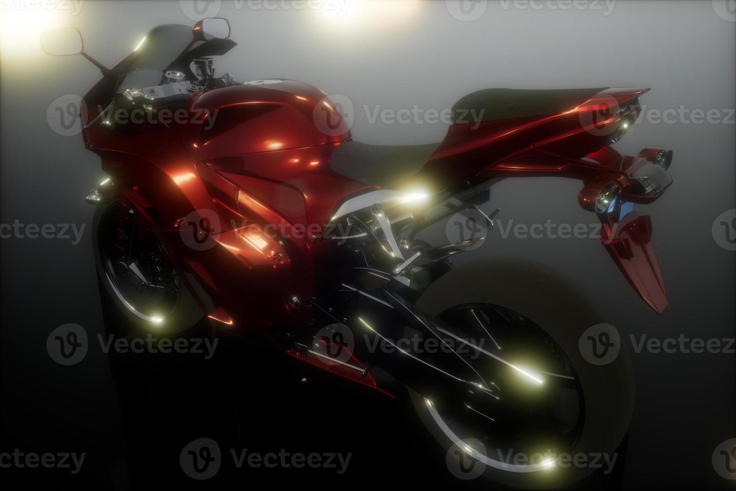 moto sport bike in dark studio with bright lights photo