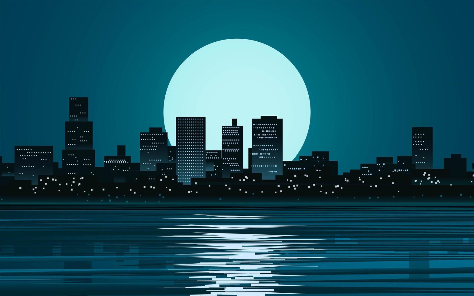 noche de ciudad con luz de luna vector