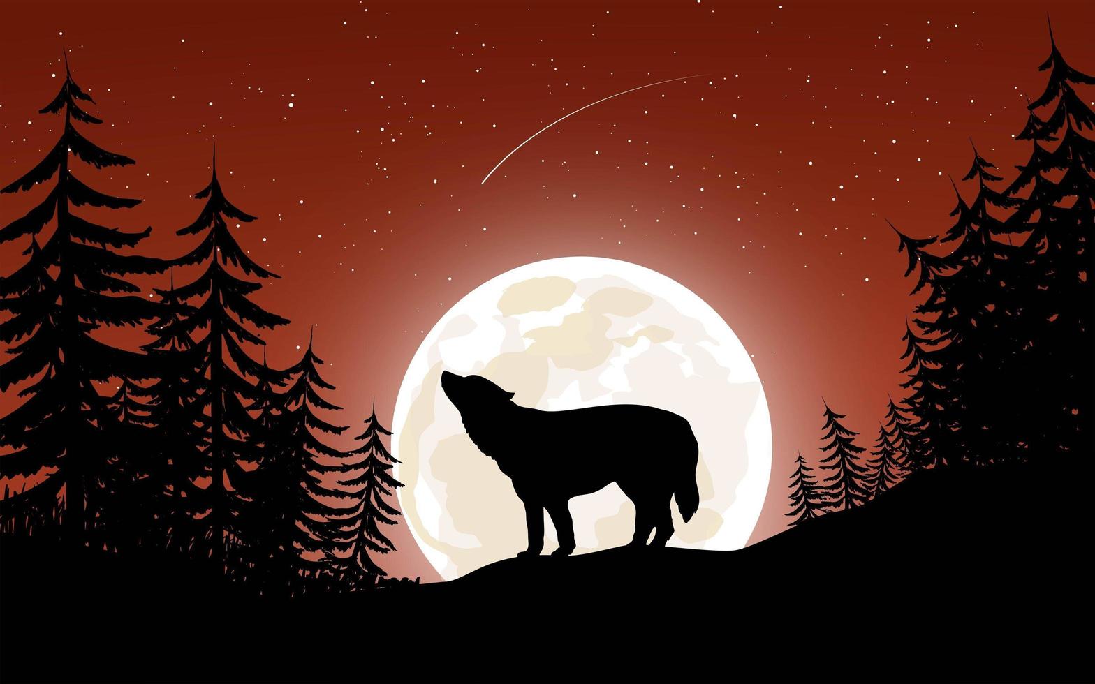 Howling Wolf in the Moon vector