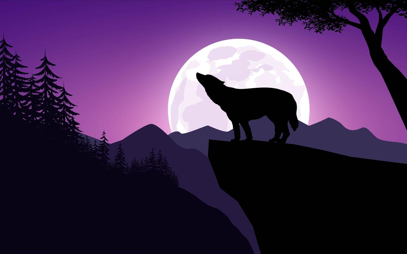 Howling Wolf Silhouette Illustration vector