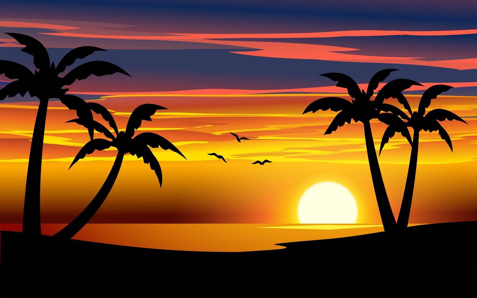 Bright Sunset Beach vector