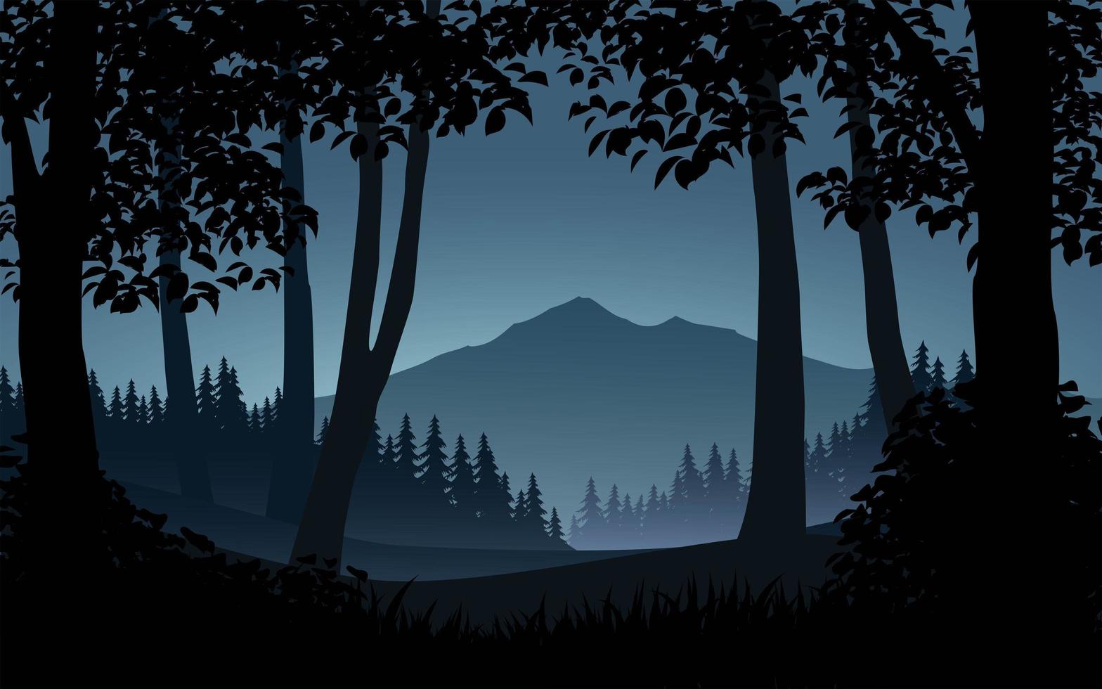 Mountain View in Forest vector