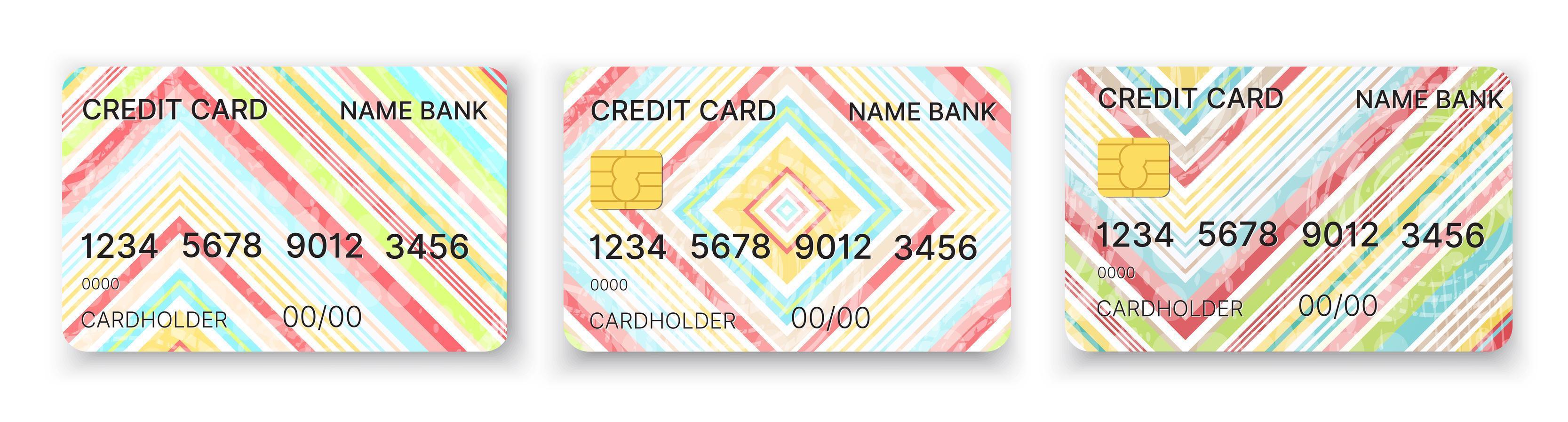 Pattern credit card in abstract style stock illustration set of design vector