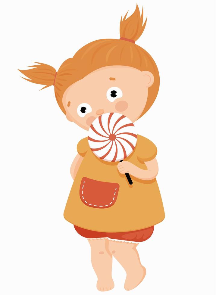 Cute little girl eating candy vector