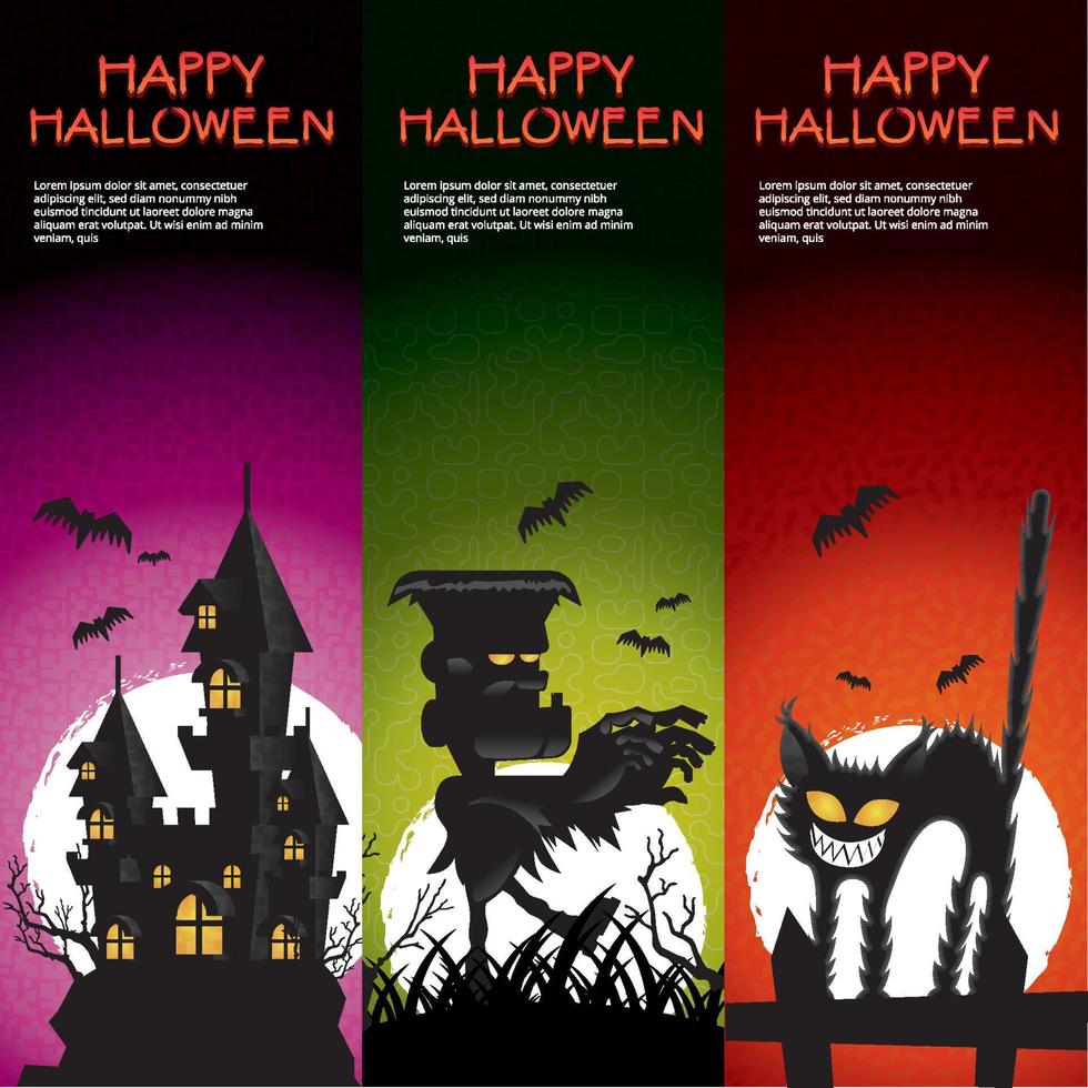 Happy Halloween with monster and cat's Background vector