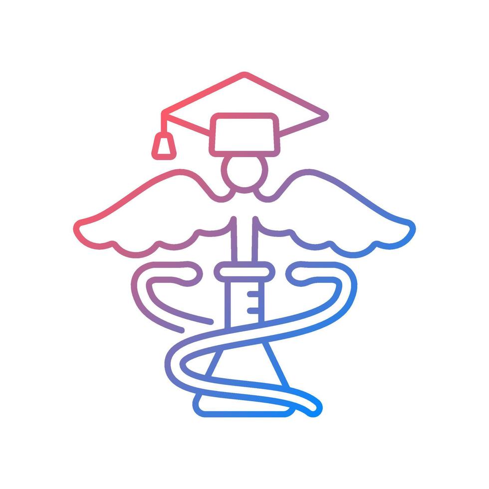 Medical school for research gradient linear vector icon. Science, lab research. Advance human health. Pharmacy program. Thin line color symbol. Modern style pictogram. Vector isolated outline drawing