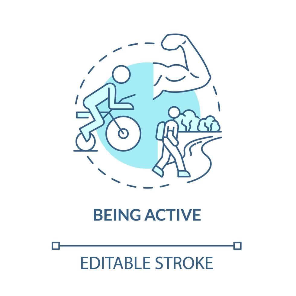 Being active blue concept icon. Risk of arthritis reduction abstract idea thin line illustration. Energetic lifestyle. Physical health. Vector isolated outline color drawing. Editable stroke