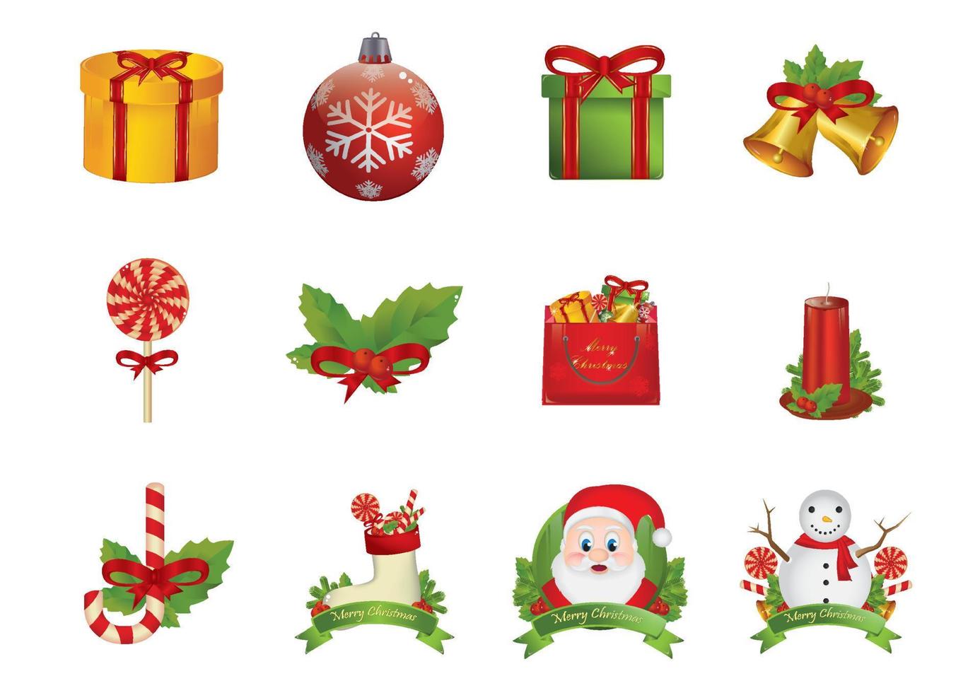 regalo de decoración de paquete de iconos de navidad vector