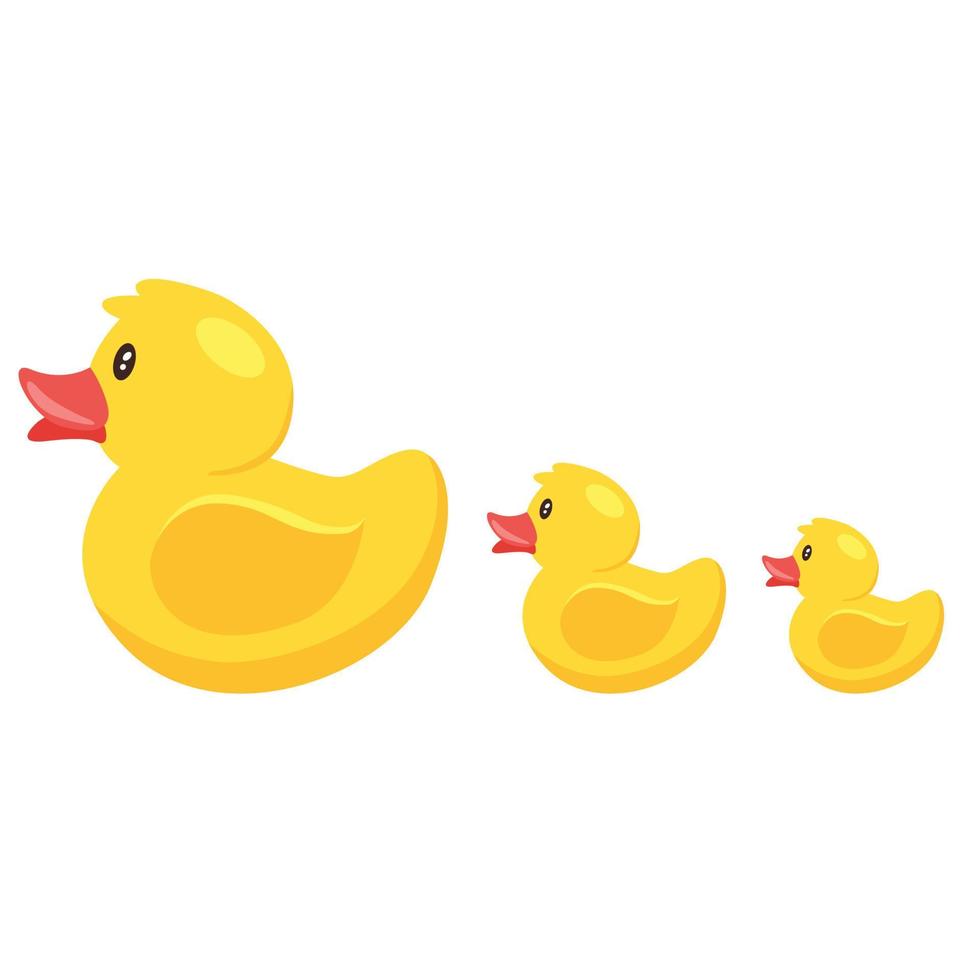 icono de la familia de patos de goma, ilustración de vector plano