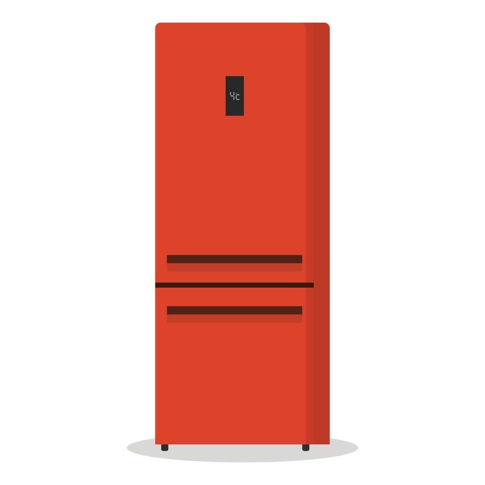 red fridge icon, flat vector illustration