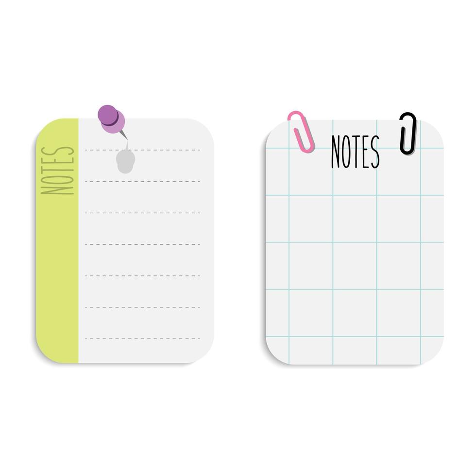 sticky notes set icons, flat vector illustration