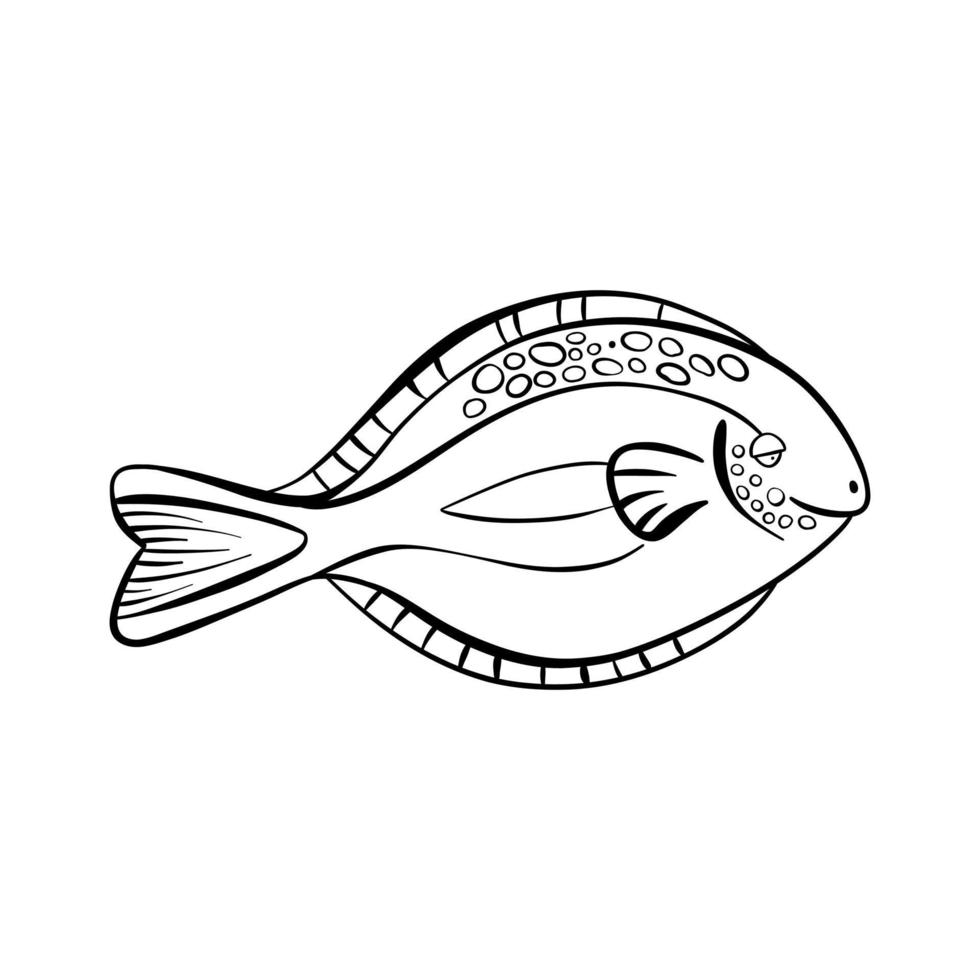 Hand drawn  fish surgeon. Vector doodle style icon