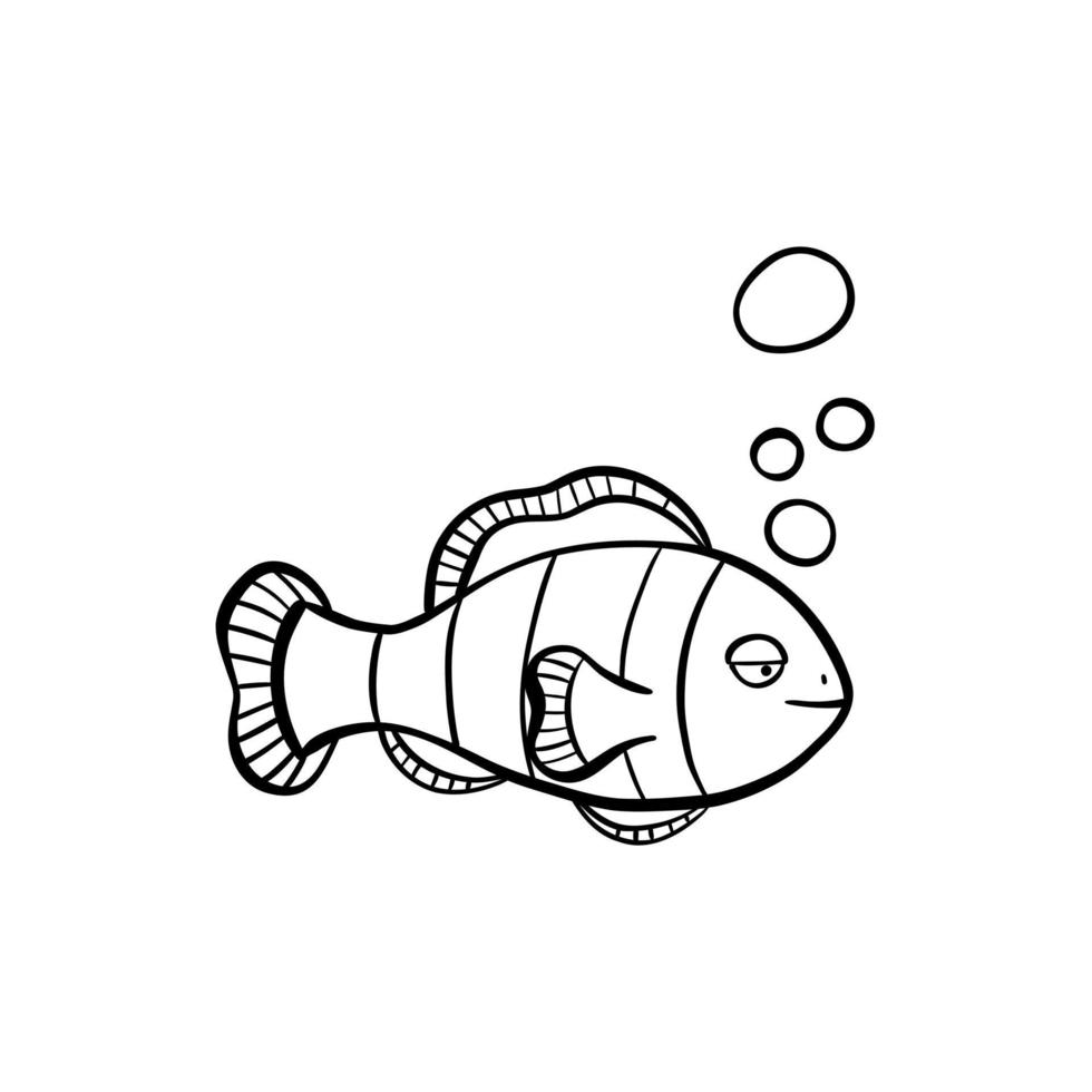 hand drawn clown fish illustration in doodle style vector