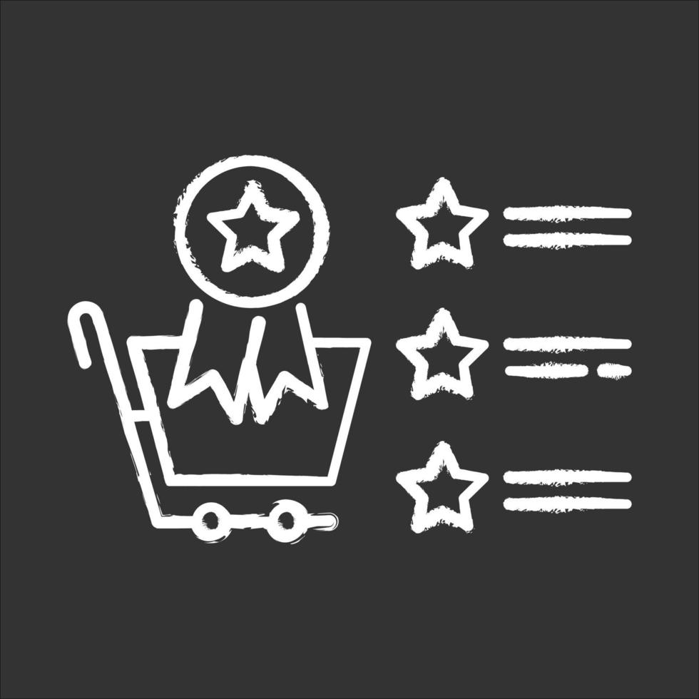 Best seller list chalk icon. Star rating store review. Best customer service. Featured products. Win for buyer. Sales increase strategy. Online shop ranking. Isolated vector chalkboard illustration