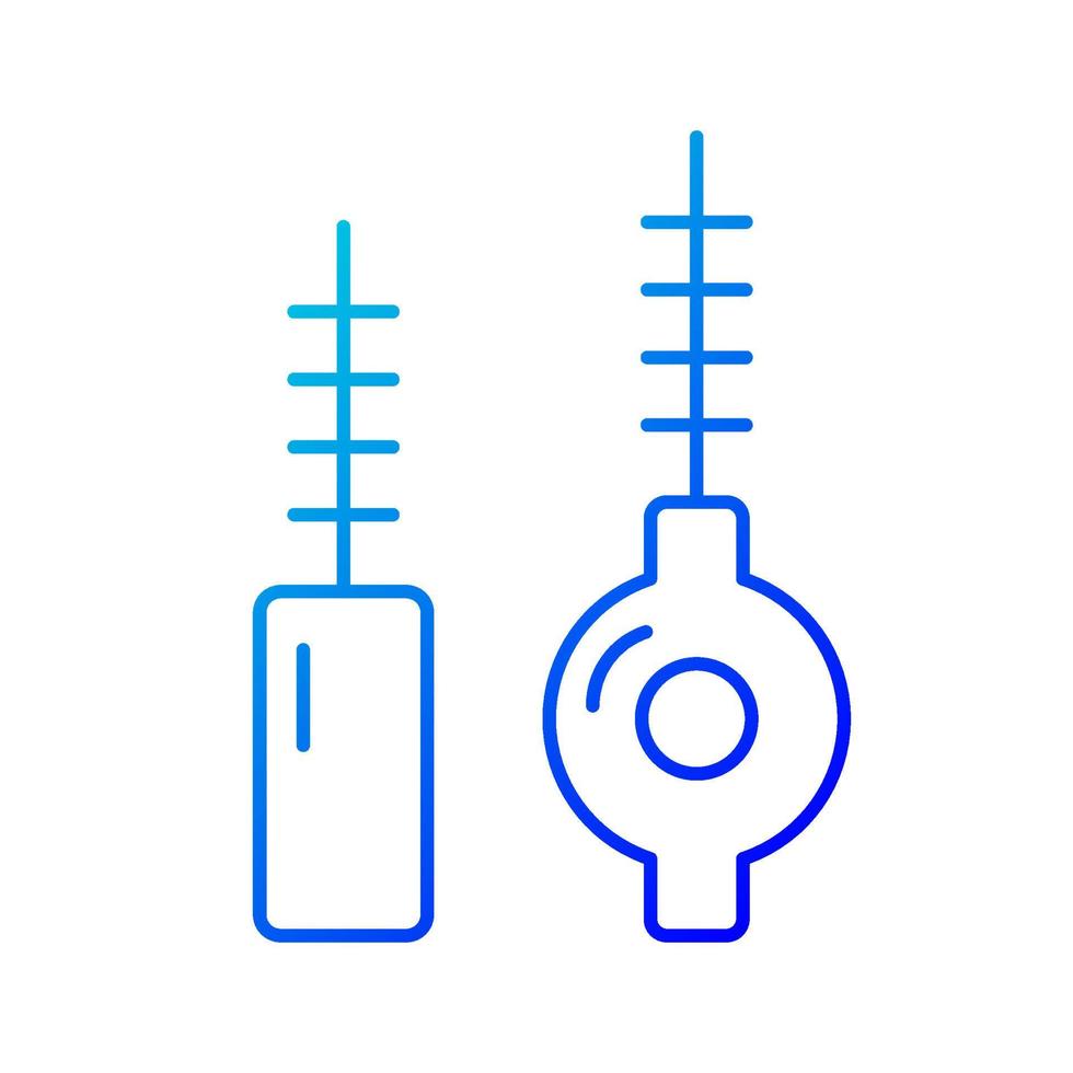 icono de vector lineal de gradiente de cepillos interdentales. limpieza de partículas de comida y placa. manteniendo las encías sanas. símbolo de color de línea delgada. pictograma de estilo moderno. dibujo de contorno aislado vectorial