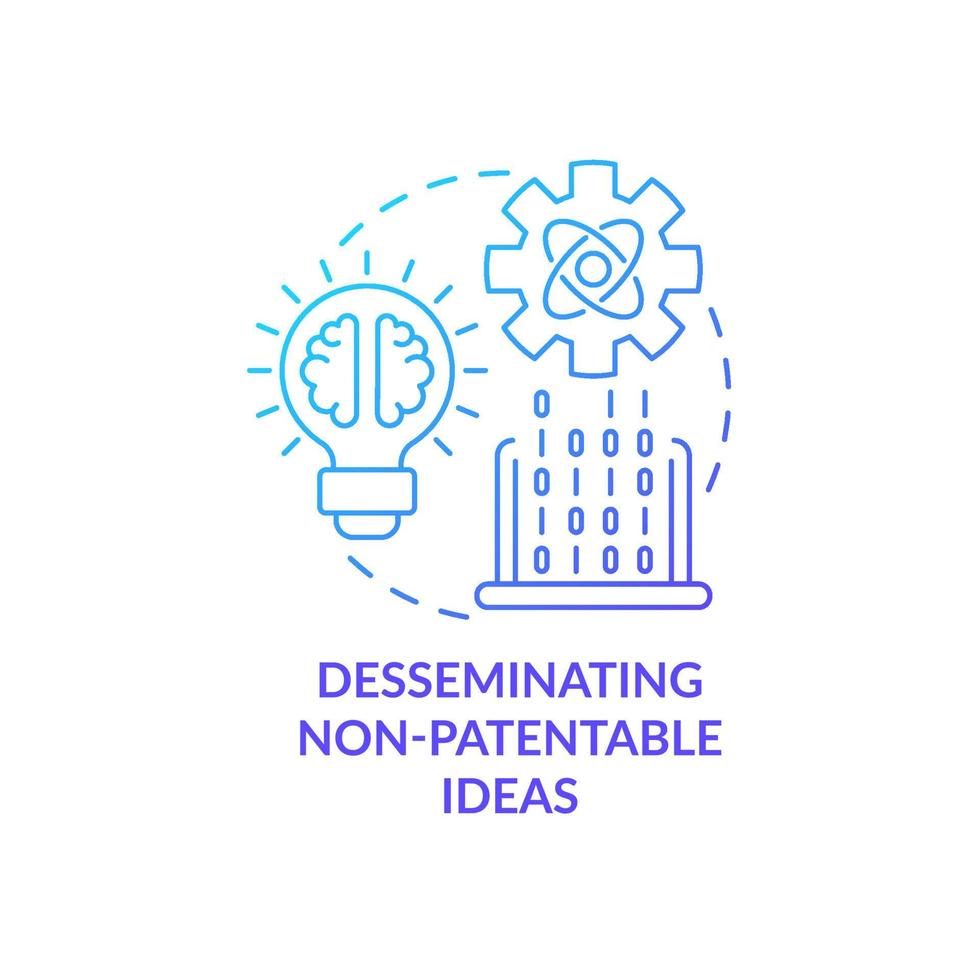 Sharing non-patentable ideas concept icon. Disseminating scientific knowledge. Freely distributed technology abstract idea thin line illustration. Vector isolated outline color drawing