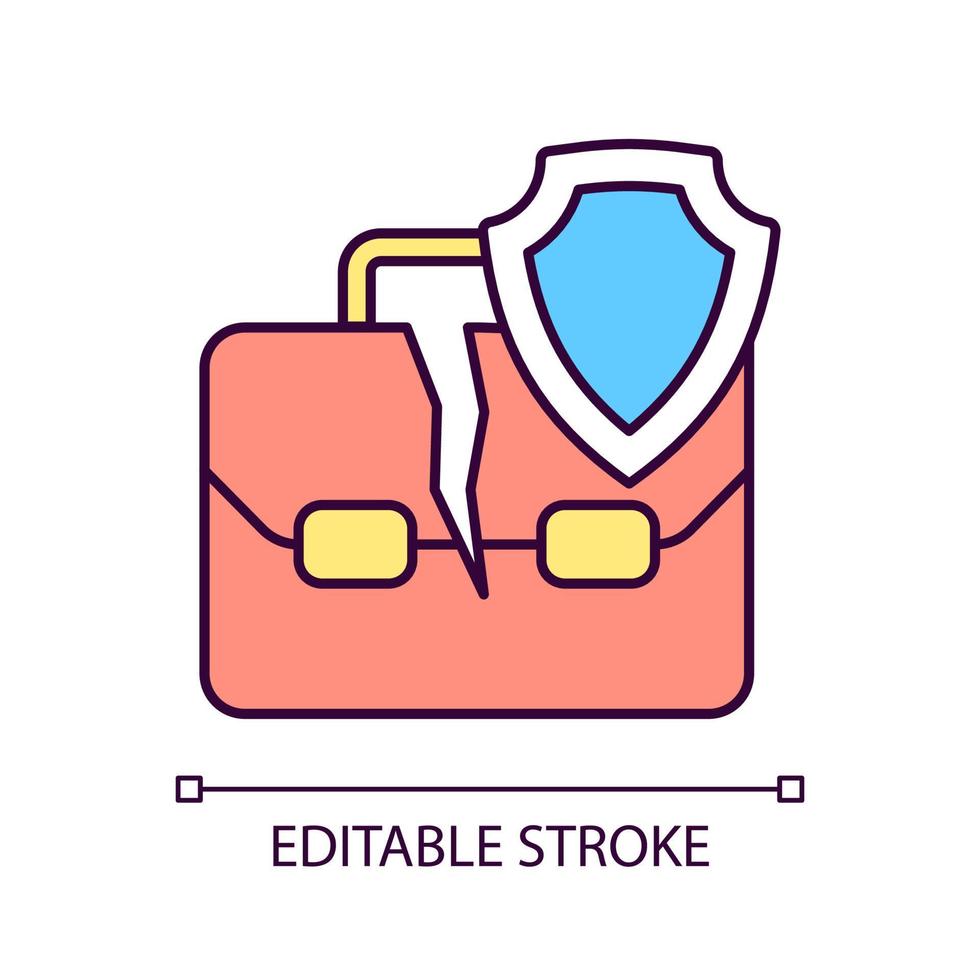 Unemployment insurance RGB color icon. Financial compensation. Supporting program insurance policy. Isolated vector illustration. Simple filled line drawing. Editable stroke. Arial font used