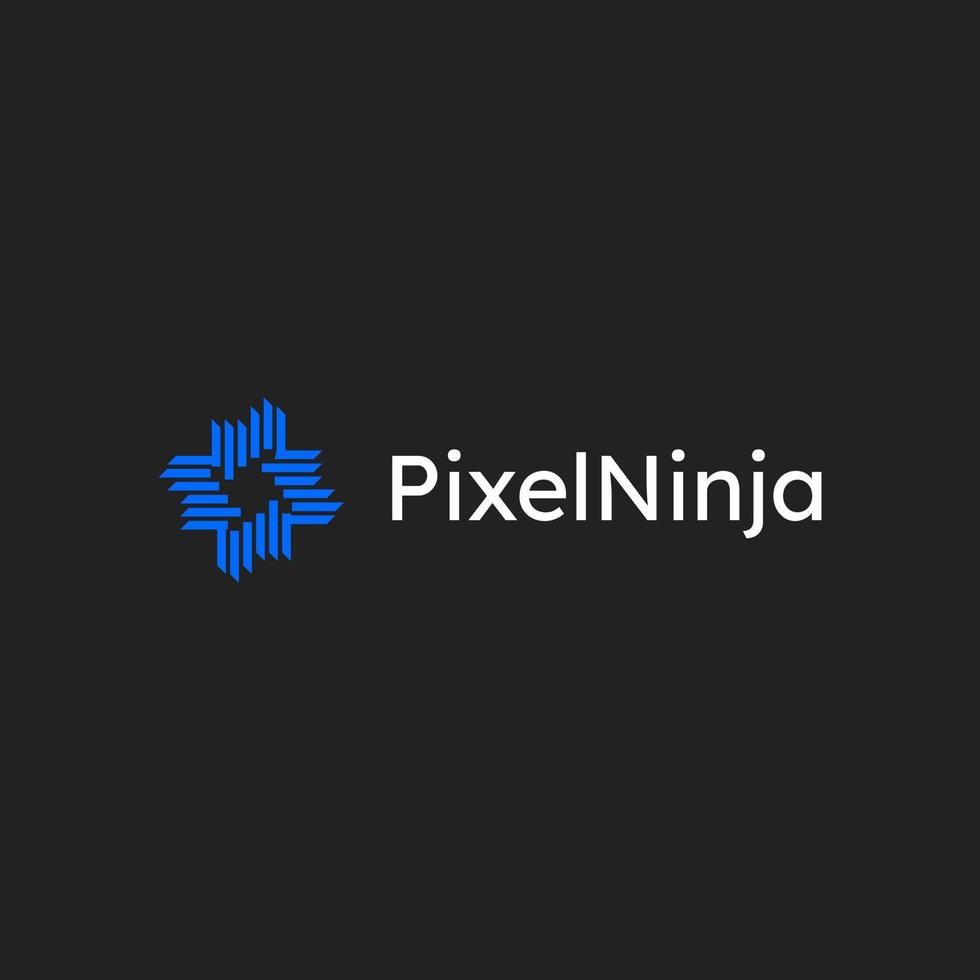 pixel ninja techno tecnología abstracta diseño de logotipo simple vector
