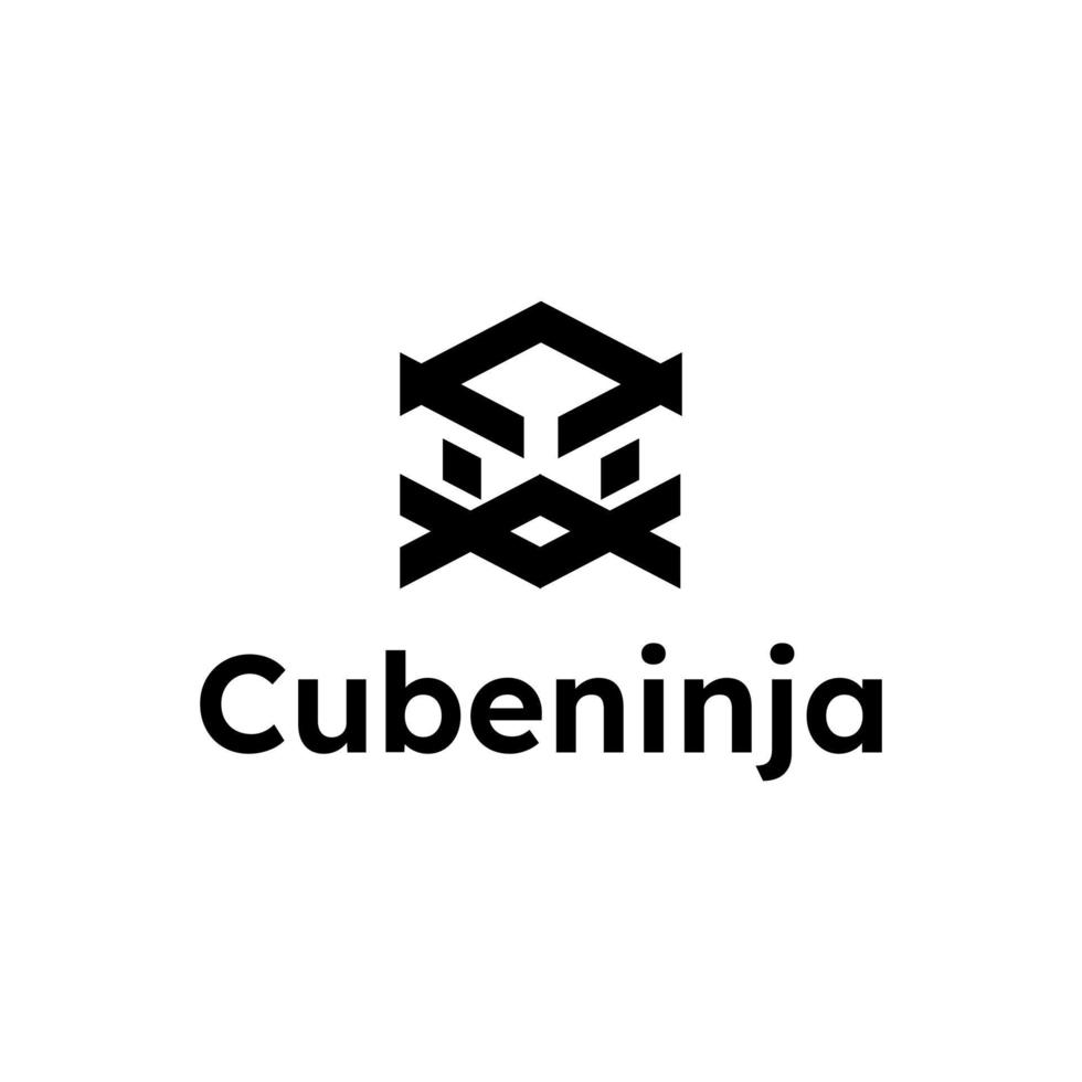 cubo ninja diseño de logotipo plano simple vector