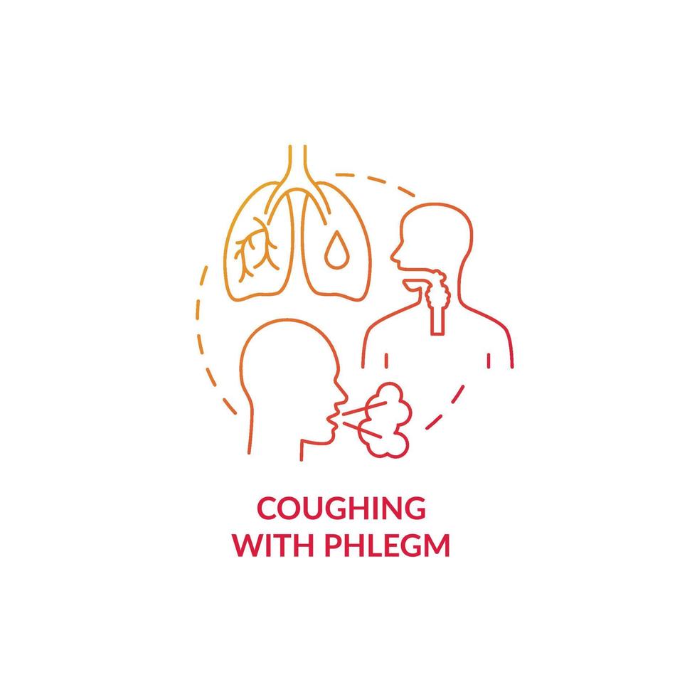 Coughing with phlegm red gradient concept icon. Pneumonia symptom abstract idea thin line illustration. Acute health condition. Several lung disease. Vector isolated outline color drawing