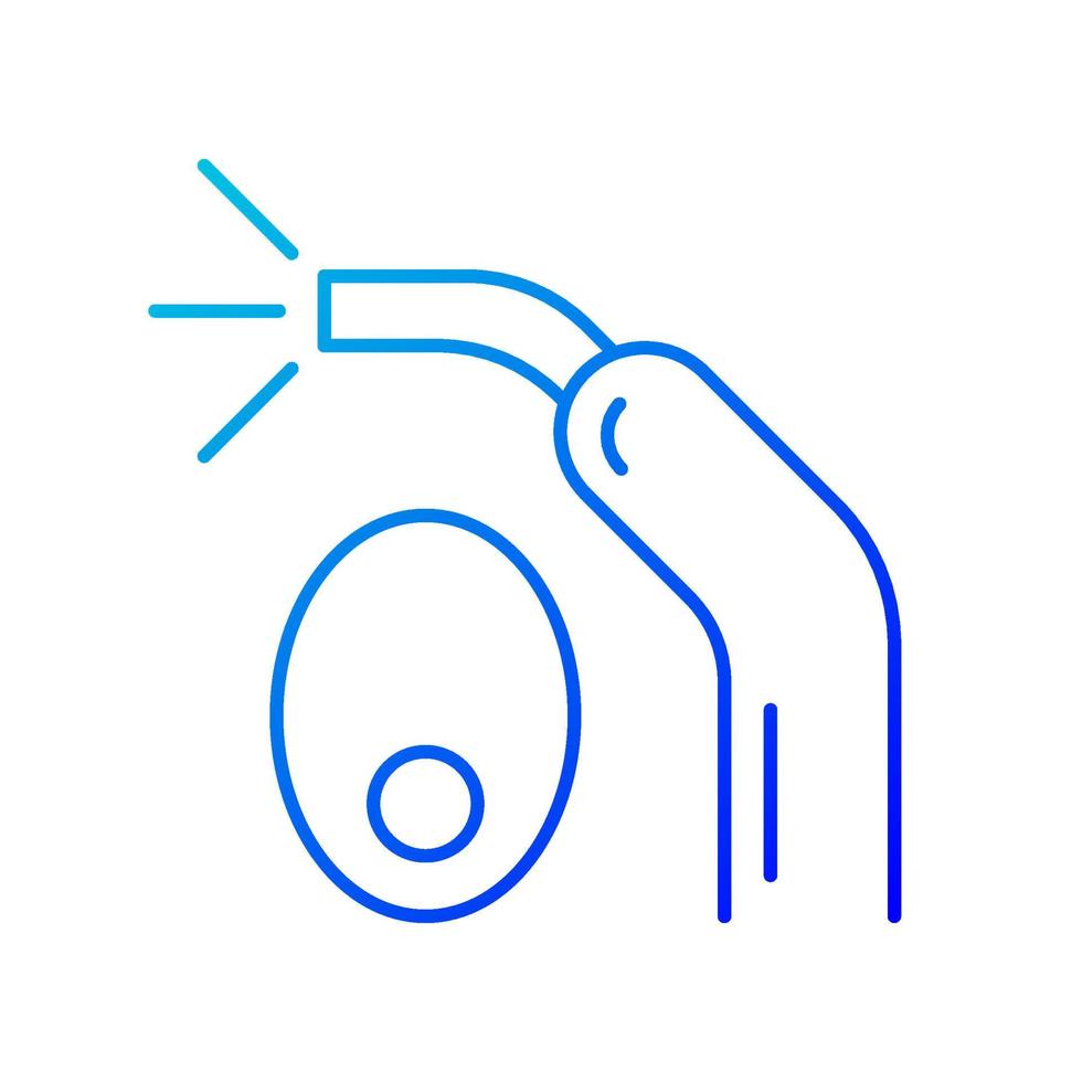 LED curing light gradient linear vector icon. Handheld device. Hardening tooth filling. Blue light exposure. Thin line color symbol. Modern style pictogram. Vector isolated outline drawing