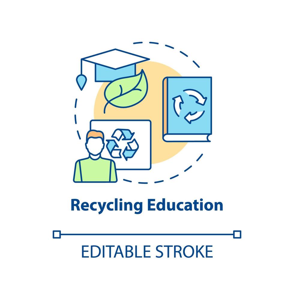 Recycling education concept icon. Awareness of various environmental, ecological problems abstract idea thin line illustration. Vector isolated outline color drawing. Editable stroke