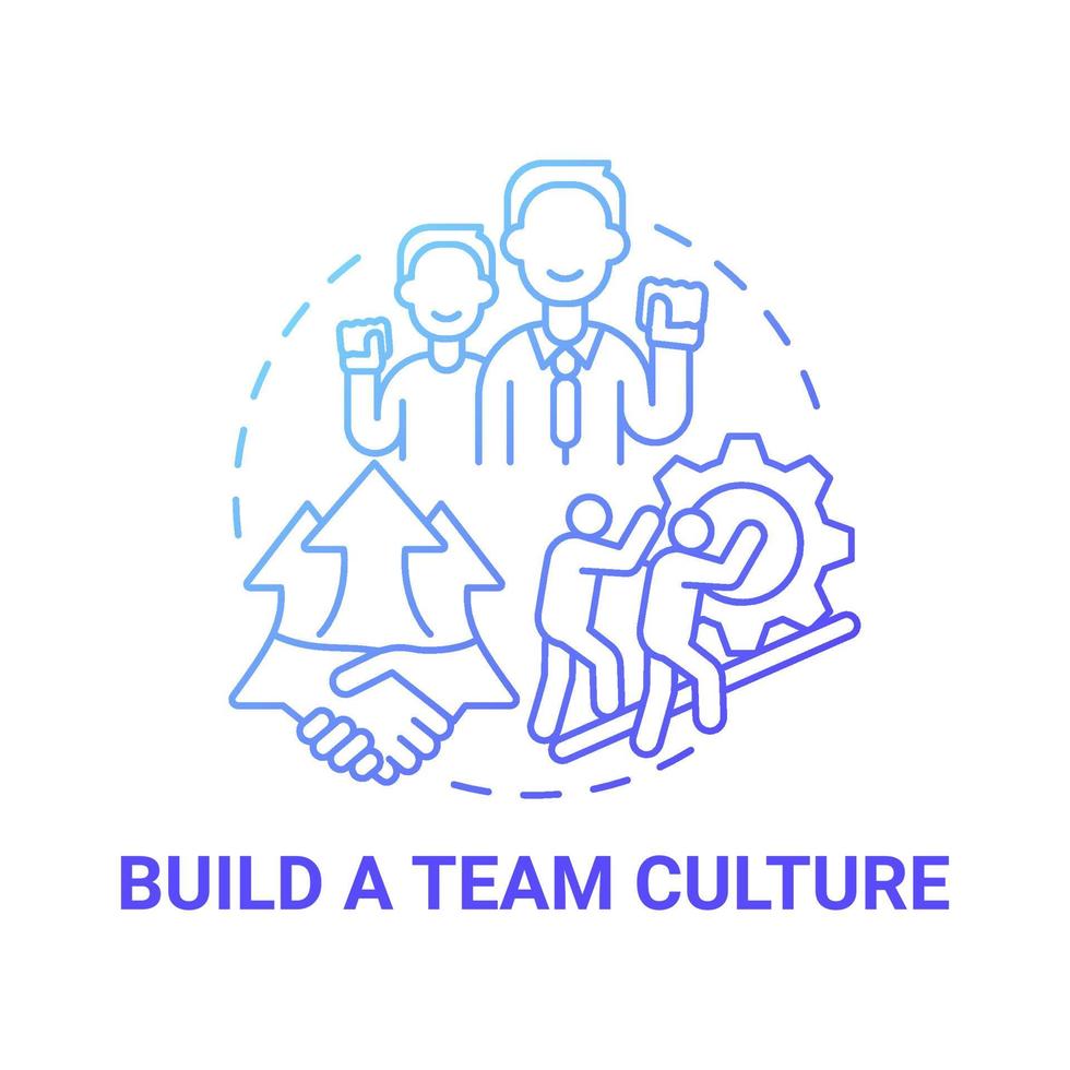 Build team culture blue gradient concept icon. Social entrepreneurship abstract idea thin line illustration. Company values. Teamwork and collaboration. Vector isolated outline color drawing