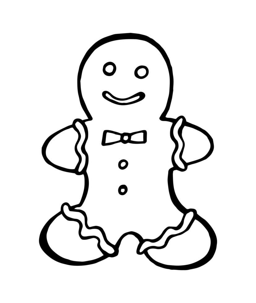 Christmas cookies gingerbread man doodle isolated on white background. Clipart icon. vector