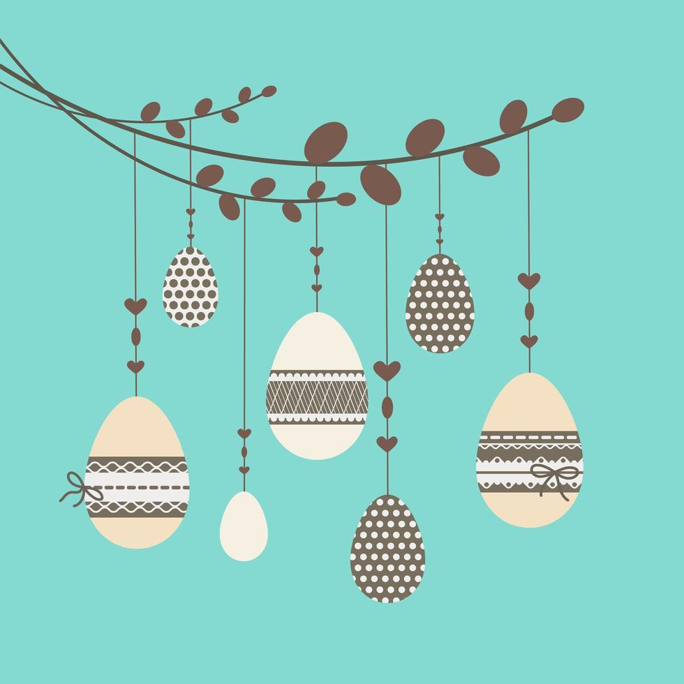 Vector illustration of eggs hanging on a branch