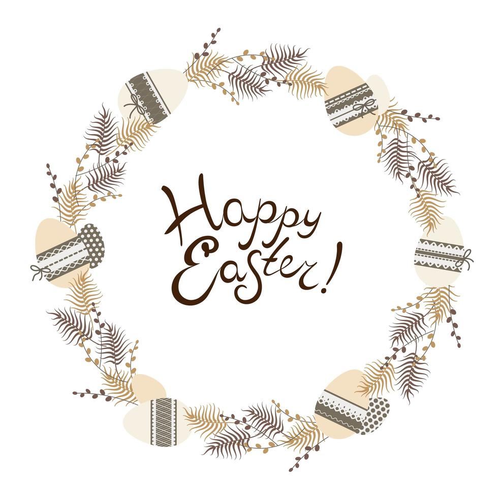 Happy easter wreath isolated on white background vector