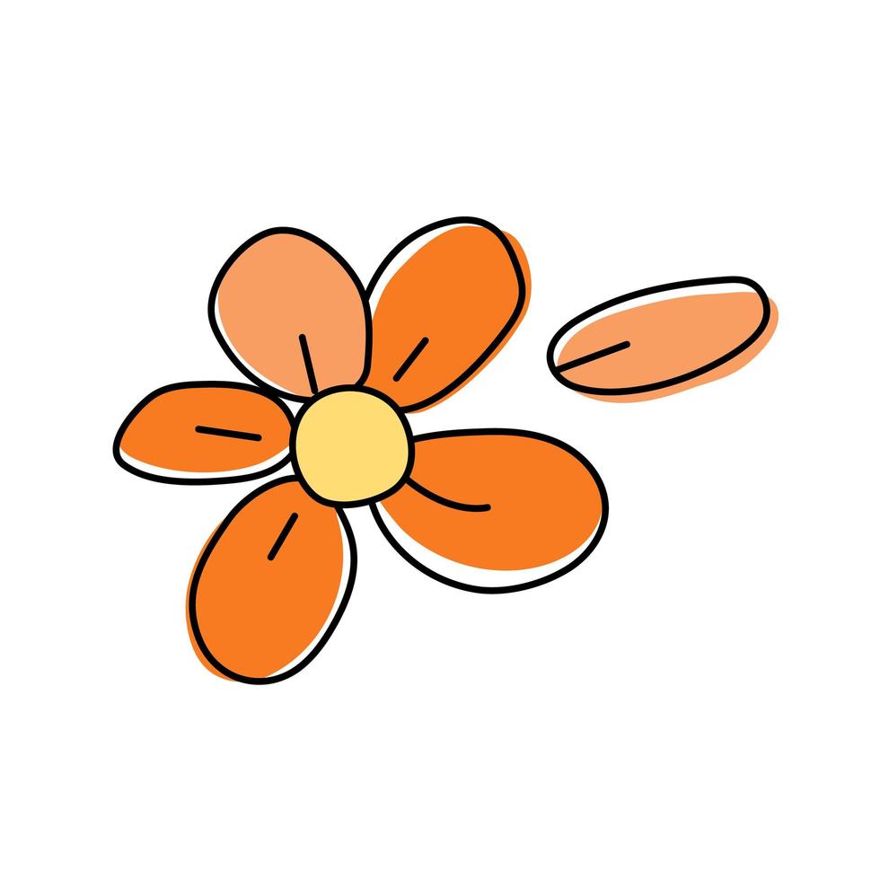 Vector illustration of an orange flower on a white background.