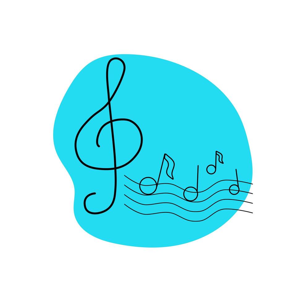 ilustración de vector de nota musical. símbolo de tecla de música o icono de logotipo para el diseño de concepto de música.
