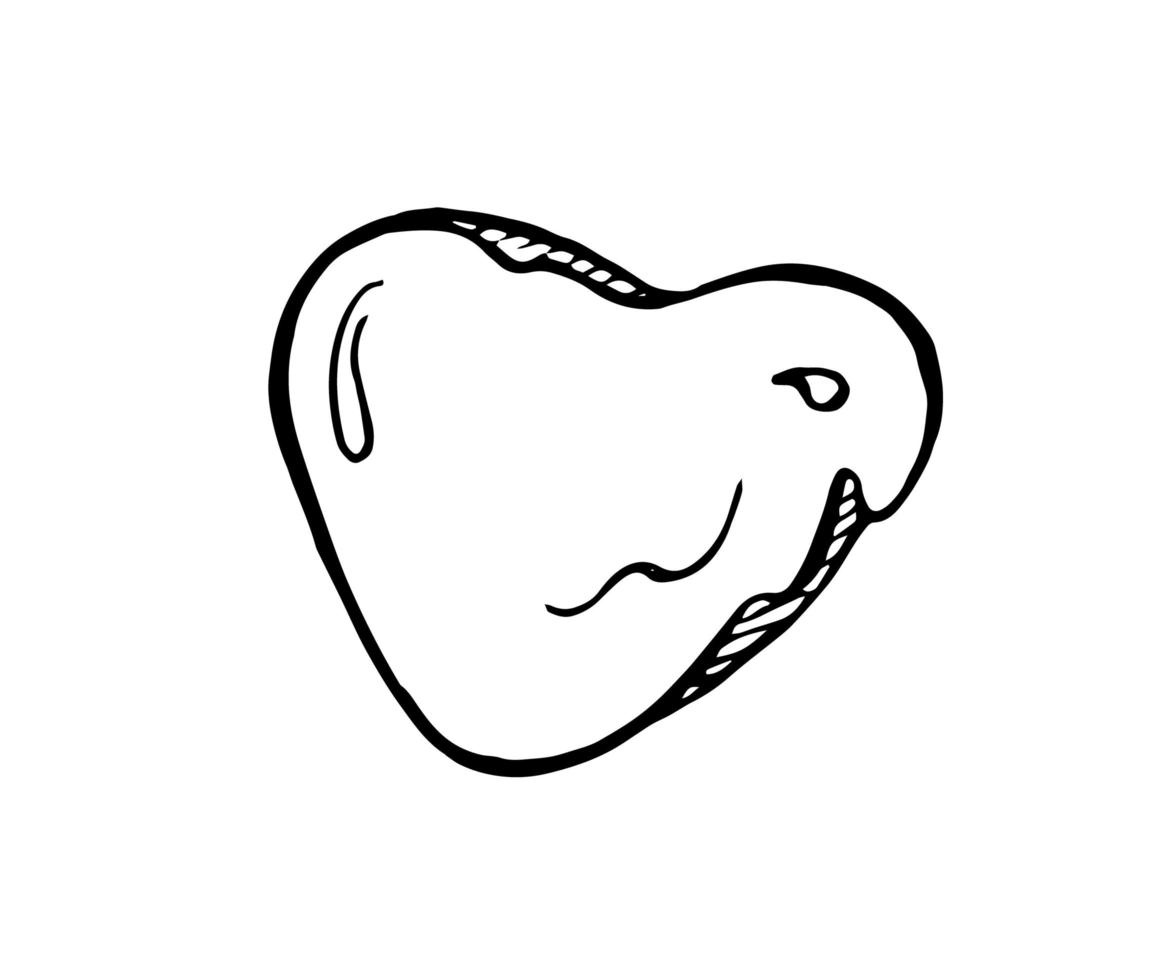 Hand drawn cookies in the shape of a heart in doodle styke isolated on white background vector