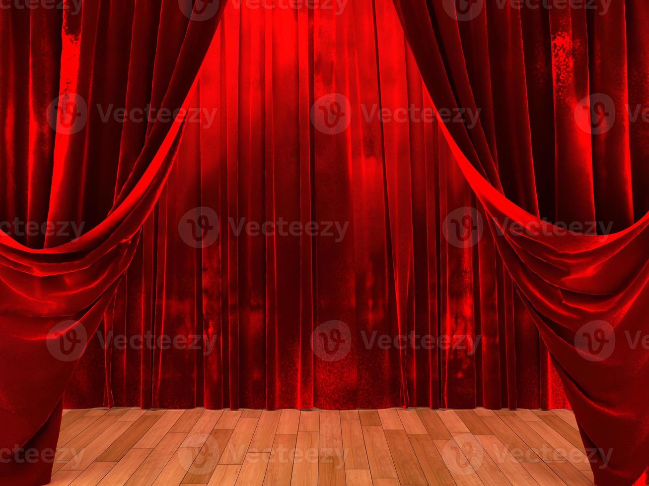 red velvet curtain opening the scene photo