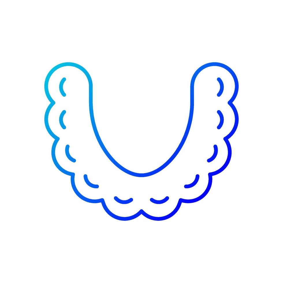 Teeth aligners gradient linear vector icon. Straightening teeth equipment. Orthodontic device for healthy teeth. Thin line color symbol. Modern style pictogram. Vector isolated outline drawing
