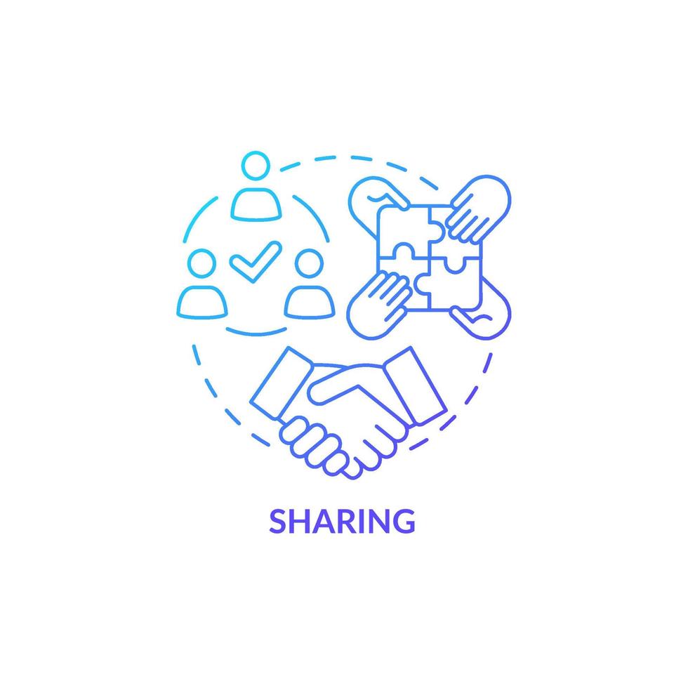 Sharing concept icon. Cooperate and work in team. Skillsharing and partnership. Split organizational tasks abstract idea thin line illustration. Vector isolated outline color drawing