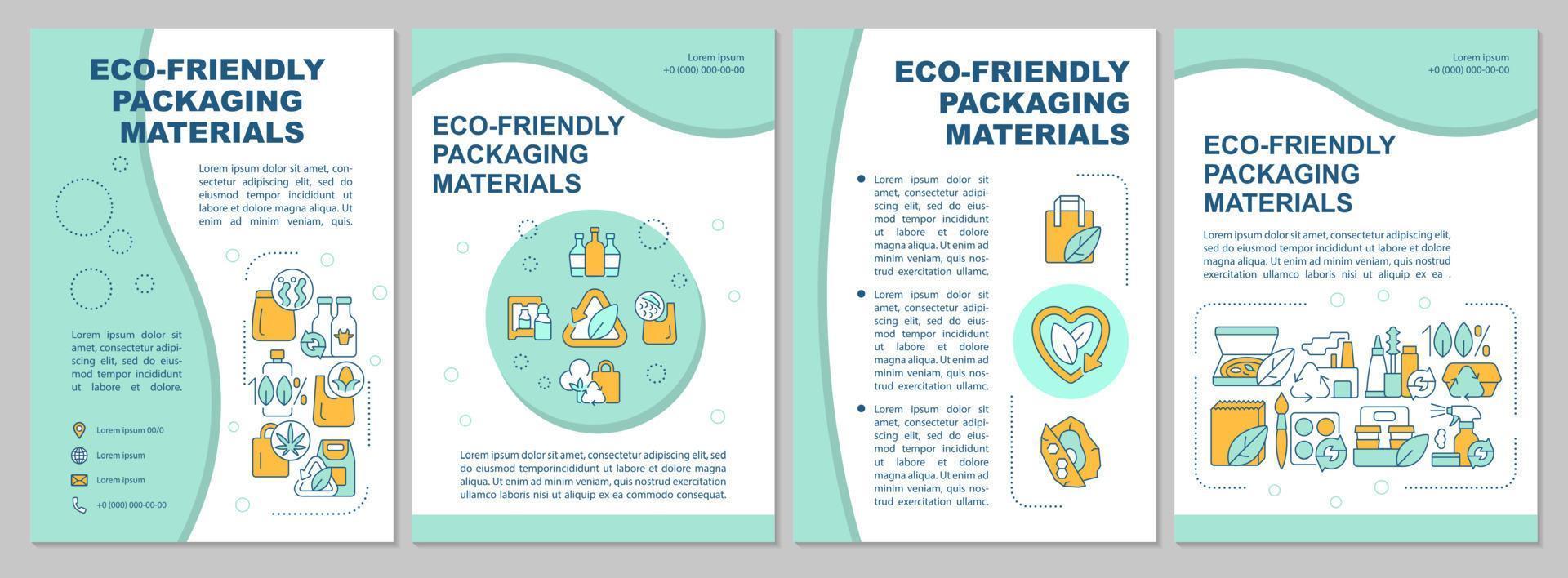 Ecologically friendly packaging brochure template. Flyer, booklet, leaflet print, cover design with linear icons. Vector layouts for presentation, annual reports, advertisement pages