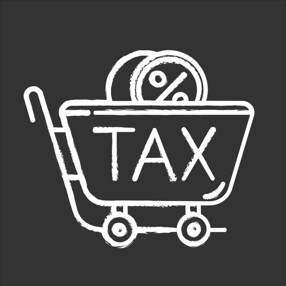 Sales tax ID chalk icon. Price formation. Business profit and expenses. Excise duty. Taxation. Value added tax. Bills payment. Retail sale. Shopping. Isolated vector chalkboard illustration