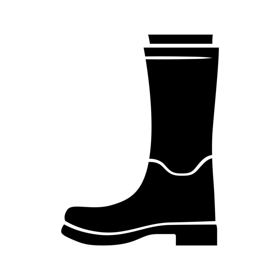 icono de glifo de botas de mujer. botas de goma para otoño, temporada de lluvias de primavera. diseño de calzado unisex. botas de agua, zapatos modernos y cómodos. símbolo de la silueta. espacio negativo. ilustración vectorial aislada vector