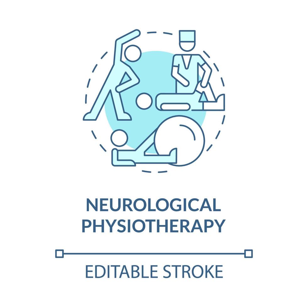 Neuro musculoskeletal physiotherapy blue concept icon. Physical rehabilitation. Therapist treatment abstract idea thin line illustration. Vector isolated outline color drawing. Editable stroke