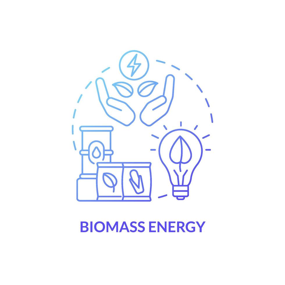 Biomass energy blue gradient concept icon. Natural renewable materials power abstract idea thin line illustration. Isolated outline drawing. Roboto-Medium, Myriad Pro-Bold fonts used vector