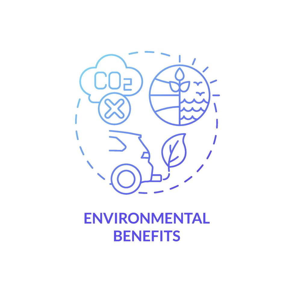 Environmental benefits blue gradient concept icon. Renewable energy generation sources abstract idea thin line illustration. Isolated outline drawing. Roboto-Medium, Myriad Pro-Bold fonts used vector