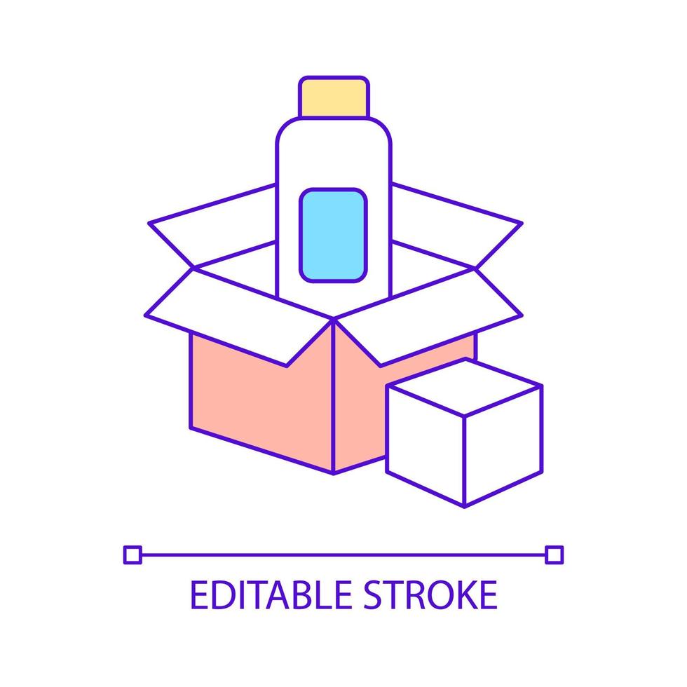 Delivery and ordering of cosmetic products RGB color icon. Beauty and healthcare goods distribution business. Isolated vector illustration. Simple filled line drawing. Editable stroke