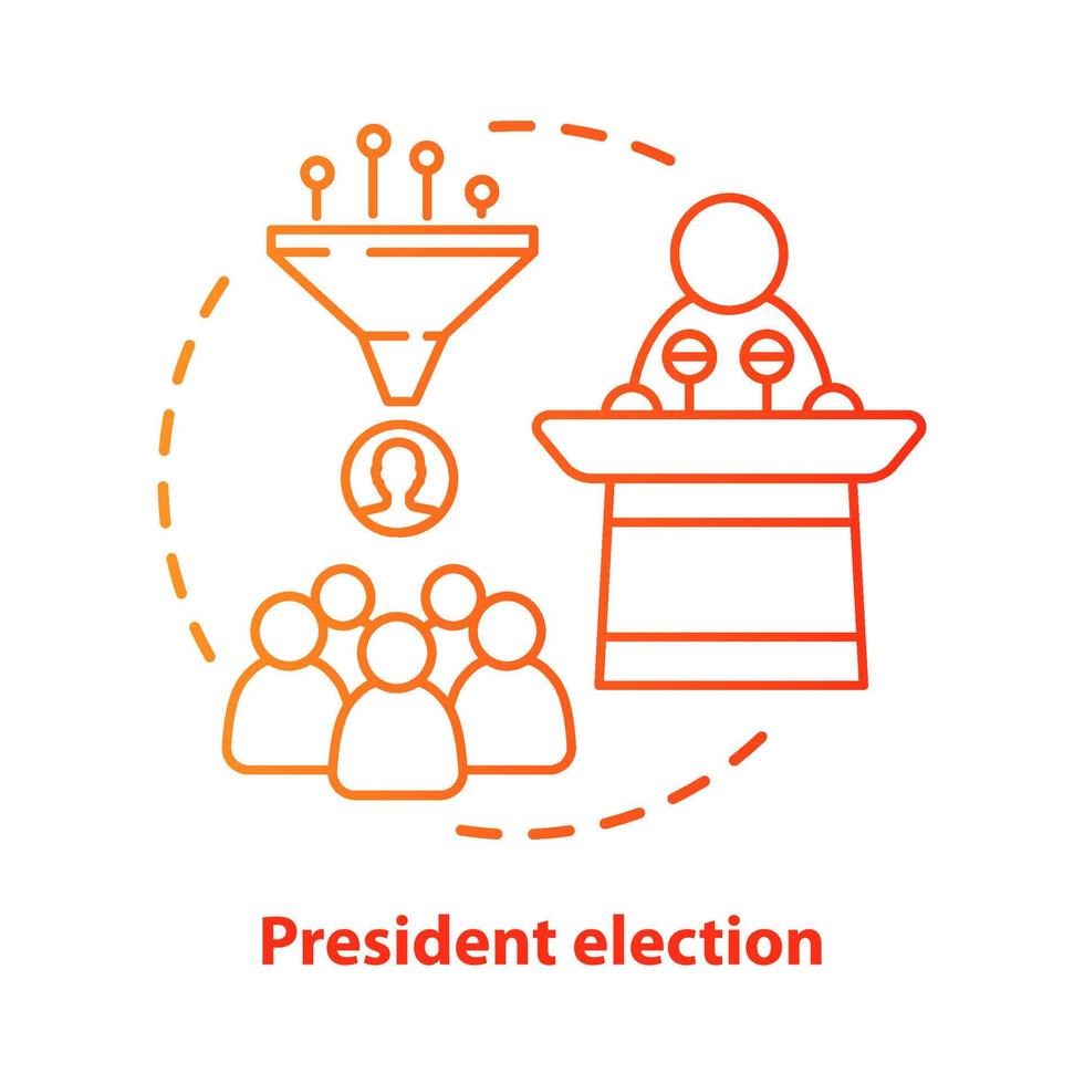 President election concept icon. Public speech idea thin line illustration. Choosing head of state. National voting day, electing new country leader. Vector isolated outline drawing. Editable stroke