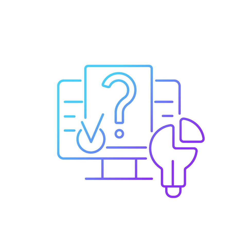 Digital problem solving gradient linear vector icon. Solving technical problems. Using digital environment. Thin line color symbol. Modern style pictogram. Vector isolated outline drawing